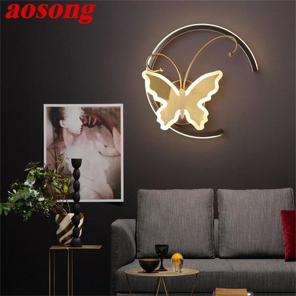 

wall lamp aosong nordic creative sconces copper contemporary butterfly shade led light for home