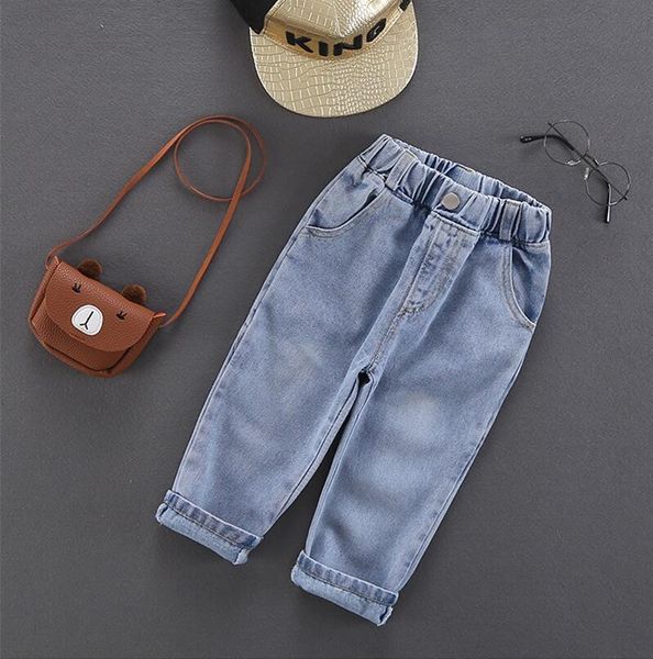 

jeans kids 2021 spring boys girls fashion children for toddler casual denim pants 2-6years high quality, Blue