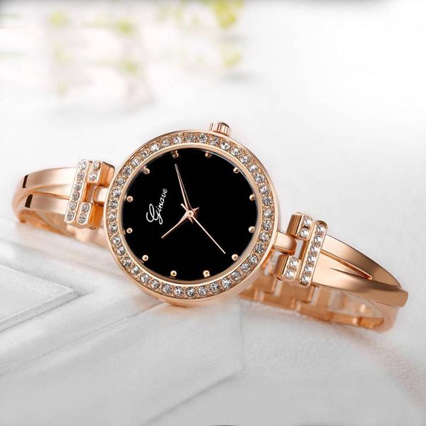 

wristwatches ginave bracelet watches rhinestones shell face lady fashion dress rose gold charming chain jewelry clock quartz women watch, Slivery;brown