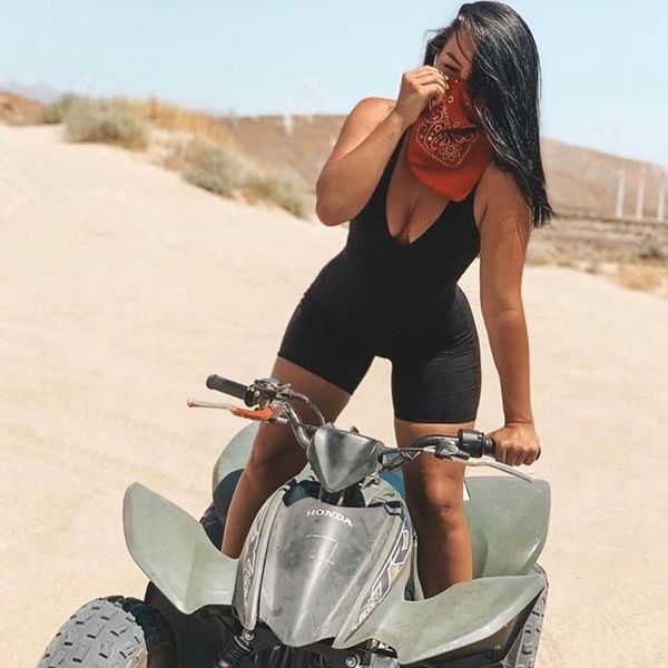 

women's jumpsuits & rompers 2021 women summer jumpsuit streetwear sports tracksuit ladies v neck sleeveless bodycon romper fashion play, Black;white