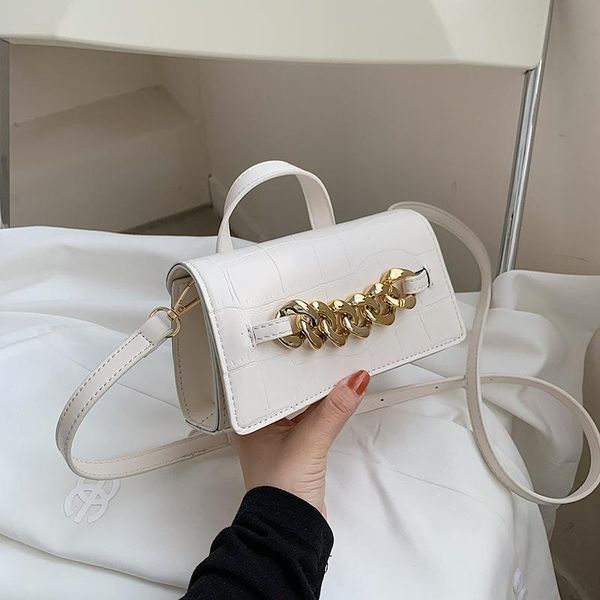 

evening bags mini pu leather crossbody for women 2021 summer stone pattern shoulder simple handbag female tote handbags flap with chains