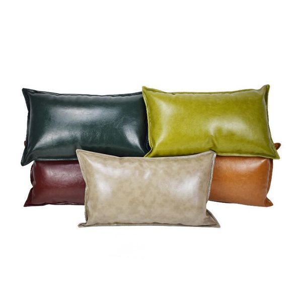 

cushion/decorative pillow solid color pu leather cushion cover luxury simulation sofa office bedroom pillowcase