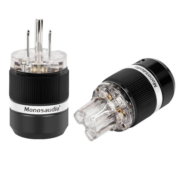 

smart power plugs monosaudio m101r/f101r us ac plug connector pure copper rhodium 10a/250v 15a/125v audio grade iec320 c13