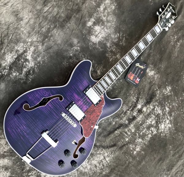 

flame maple f hole jazz semi-hollow electric guitar