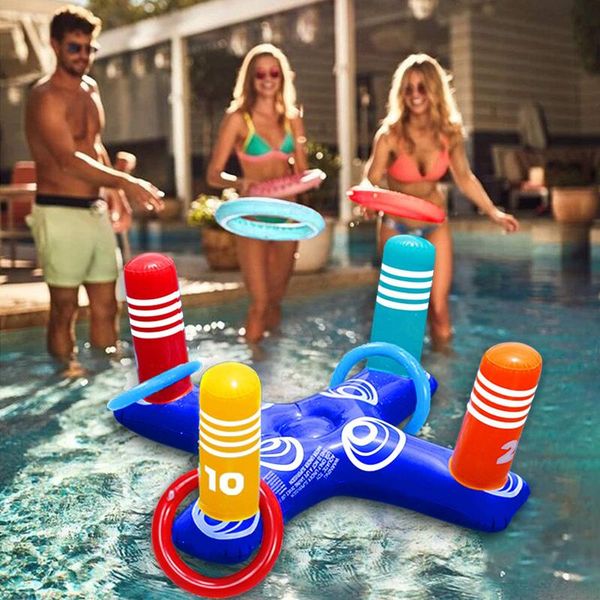 

inflatable pool ring toss game toys floating swimming for multiplayer water kids family fun beach floats life vest & buoy