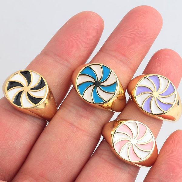 

wedding rings bohemia multicolor enamel round for women individuality adjustable opening candy color fashion jewelry gift, Slivery;golden