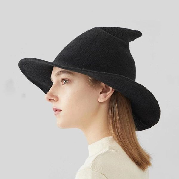 

party hats halloween witch hat foldable men's and women's knit wizard pointed warm autumn winter cap cosplay props gift