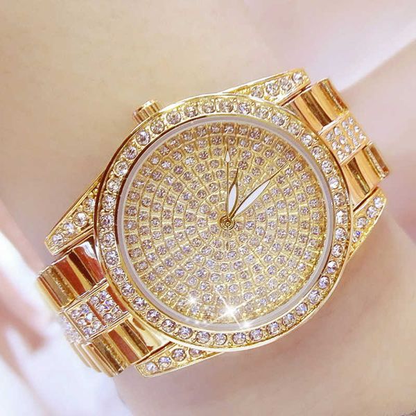 Frau Uhren Marke Luxus Kleid Diamant Uhr Frauen Kristall Rose Gold Damen Uhren Weibliche Armbanduhr Bayan Kol Saati 210527