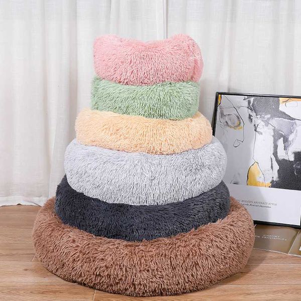 

soft pet bed house kennel dog round cat winter warm sleeping bag long plush puppy cushion mat portable 40/50/60/70/80cm pt014 beds & furnitu