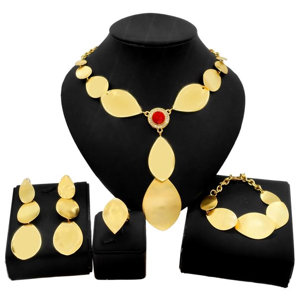 

yulaili new exquisite gold-plated women necklace jewelry set pop style fashion design pendant bracelet earrings ring wholesale spot beautifu, Black