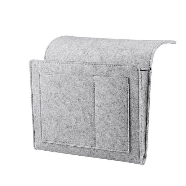 

hanging baskets bedside caddy felt storage organizer with extra pocket for bedroom dorm room bunk or loft beds sofa light gray