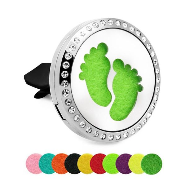 

interior decorations car ornaments automobile decoration locket perfume clip 30mm diamond stainless steel hand foot print essential oil diff