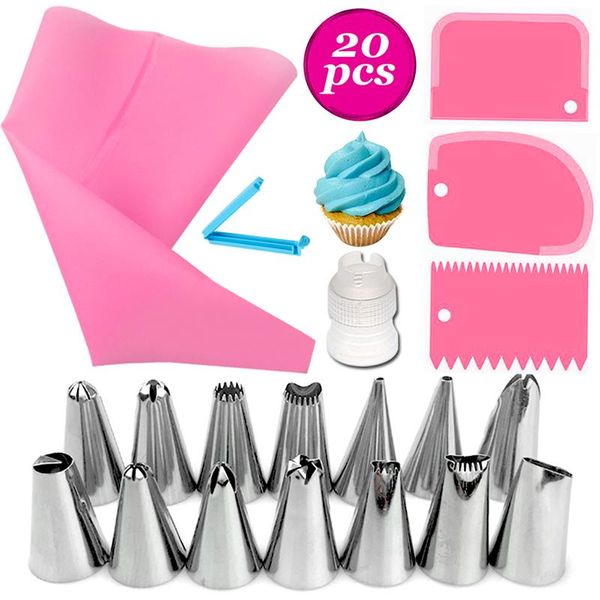 

baking & pastry tools 20pcs justdolife cake decorating reusable silicone piping bag icing tip scraper diy tips tool