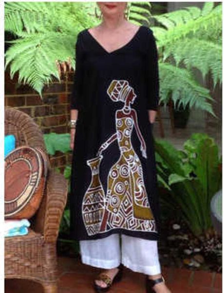

summer loose print contrast large dress for women, Black;gray
