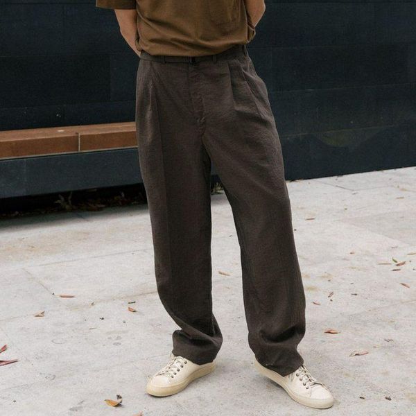 

men's pants men autumn loose straight solid color casual brown plus size mens clothing 3xl, Black