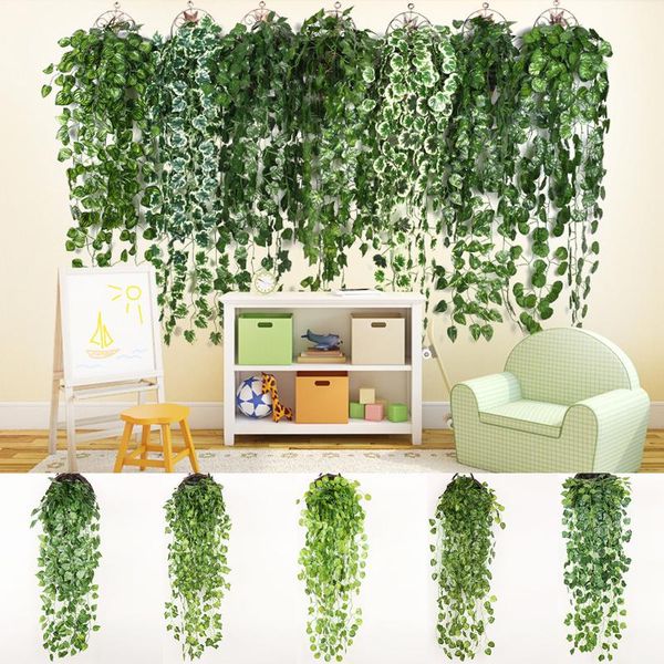 

artificial leaves plants vine wedding party ivy decoration rattan wall hanging creeper home garden fence decor 90cm decorative flowers & wre
