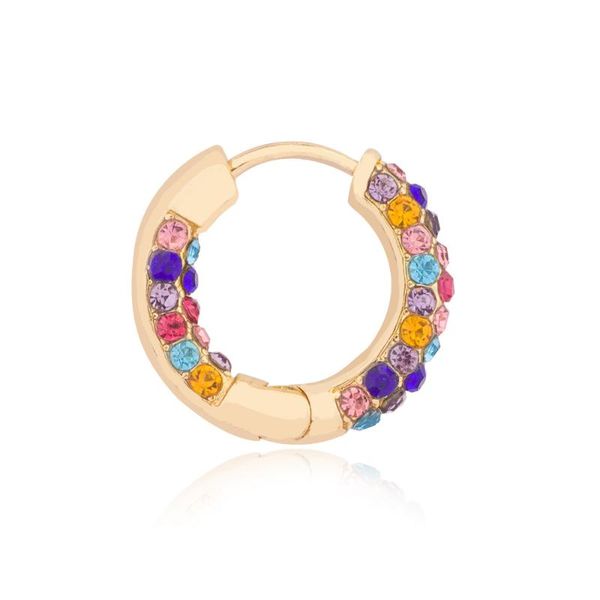 

hoop & huggie 2021 european and american style round color inset earrings, bohemian fashion birthday party accessories, Golden;silver