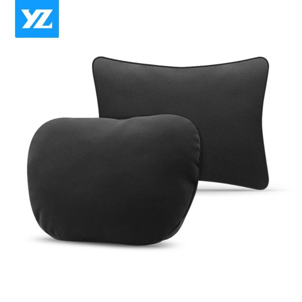 

seat cushions car headrest suede breathable memory foam hidden straps support the back relieve pain travel neck pillow accessories