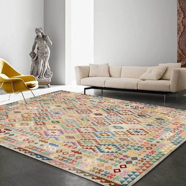 

carpets jq retro color geometric print area rugs for livingroom kitchen bathroom door mat persian style bedroom bedside anti-slip carpet