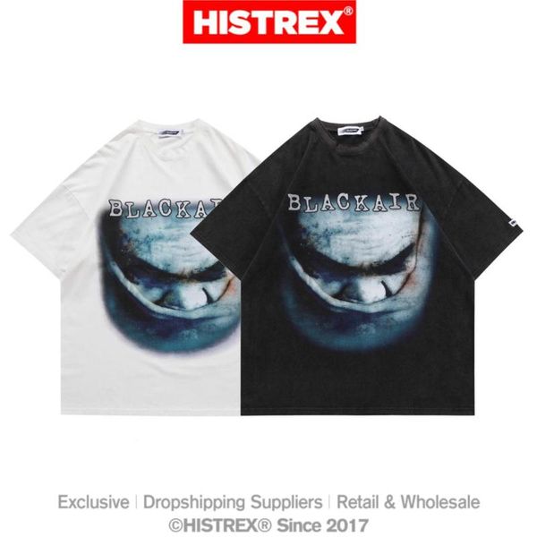 

men's t-shirts histrex distressed washed dark style men t shirt drop harajuku t-shirt vintage mens clothing tshirt man 4w780#, White;black