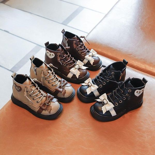 

boots british style hook & loop butterfly-knot and heart unique design little princess breathable girls, Black;grey