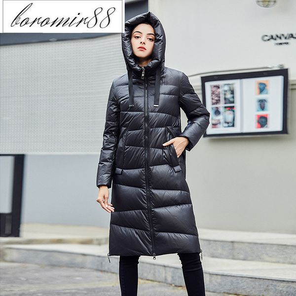 

fashion womens outwear down parkas jacket women's long knee straight tube type autumn and winter 2021 large hooded thickened warm, Black