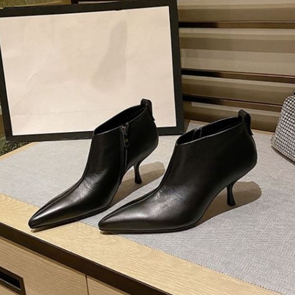 

size 33-43 new ankle boots women shoes 2022 thin high heels fashion short boots concise autumn ladies footwear, Black