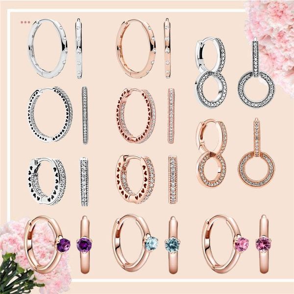 

hoop & huggie solitaire droplets hearts earrings fine jewelry for women silver 925 rose gold crystal zircon stone 2021 trend gifts, Golden;silver