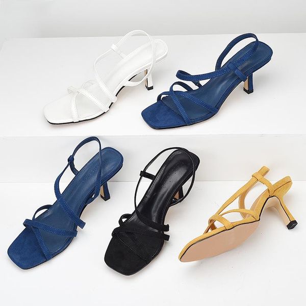 

dress shoes 2021 sandals retro woman open toe summer heels cross med suit female beige original peep stiletto girls comfort high m, Black