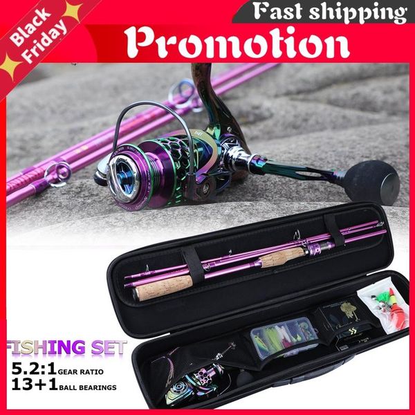 

rod reel combo fishing and set spinning rods line lure bag hooks float full
