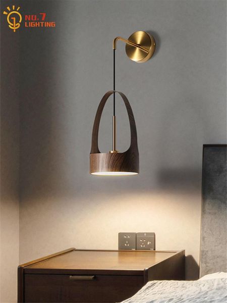 

chinese classical individual wood grain wall lamp modern led sconces home decor bedside living/dining room bar