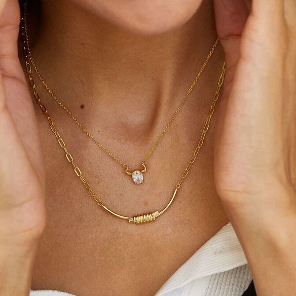 

bull pendant necklaces women sterling silver oval cz 18k gold plated necklace