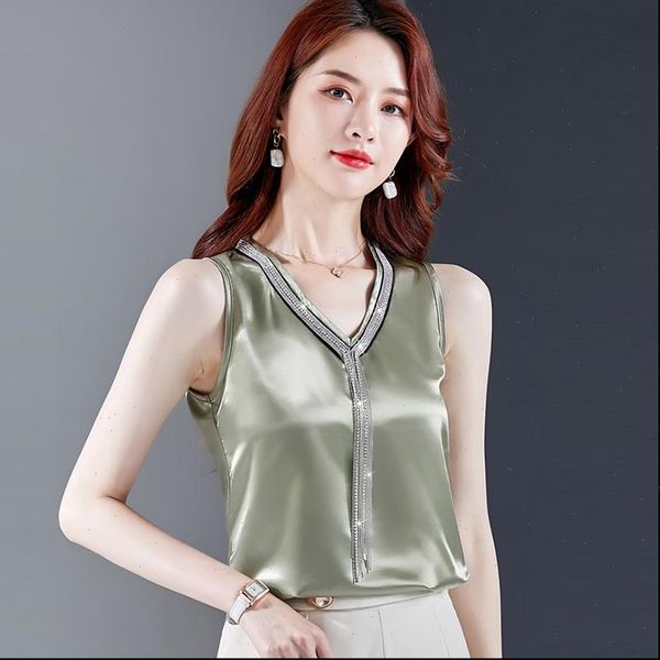 

summer crop white womens cami spaghetti strap v neck female silk