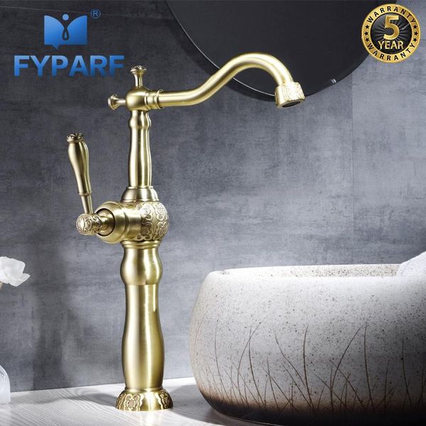 

bathroom sink faucets fyparf tall gold faucet single handle 360 rotating long spout brass and cold water tap bath basin