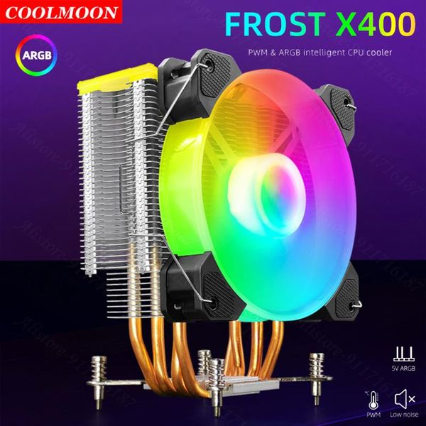 

coolmoon x400 4 copper heat pipe argb cpu cooler cooling fan radiator tdp 125w single heatsink for lga1200 115x am4 fans & coolings