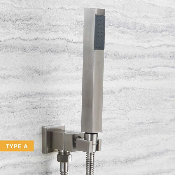 Soffione doccia portatile ad alta pressione con potente getto doccia Soffione doccia manuale in acciaio inossidabile finitura spazzolata 210724