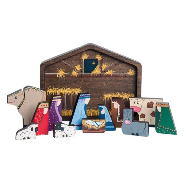 

christmas decorations unique handmade wood-fired water color nativity puzzle table decoration figurines for jesus puzzles set l5
