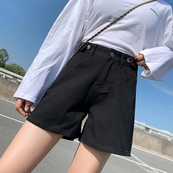 

ladies pluse size s-5xl denim shorts vintage high waist women 2021 casual jeans summer short pants women's, White;black