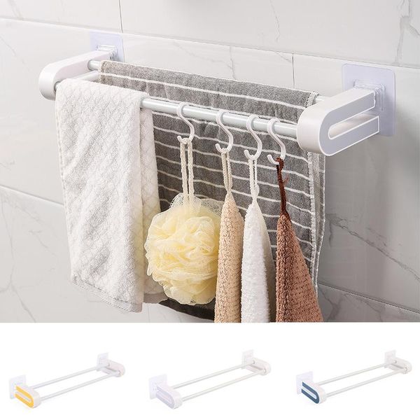 

towel racks double-bar rack punching kitchen bathroom shelf shower cap storage hanger with hooks