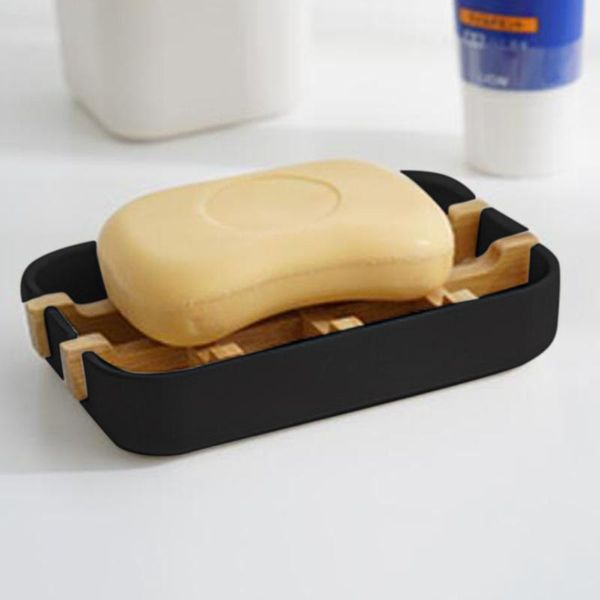 

soap dishes case bathroom bamboo fiber dish drain detachable design easy to clean portable bar holder