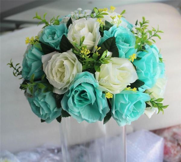

tiffany blue wedding table flower centerpiece decoration 10pcs/lot road lead artificial ball decorative flowers & wreaths