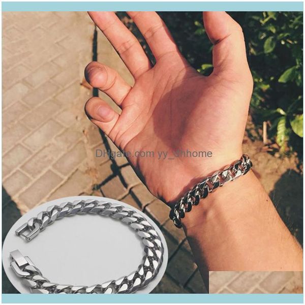

link, bracelets jewelrylink, chain stainless steel men bracelet cuban link male gift jewelry retro punk charm hand wholesale drop delivery 2, Black