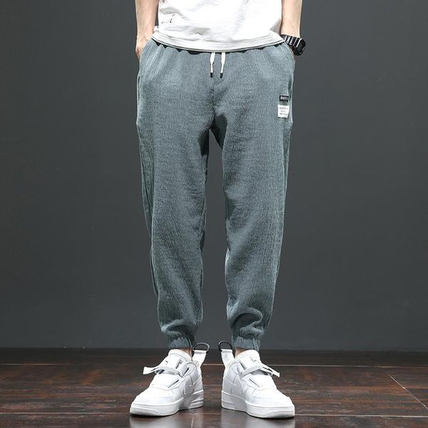 

men's pants casual large size 2021 fashion harajuku streetwear loose trousers male solid color classic ankle-length, Black