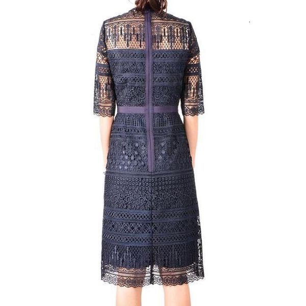 

sheath crew blue arrival knee length high-end women short sleeve runway summer lace party, White;black