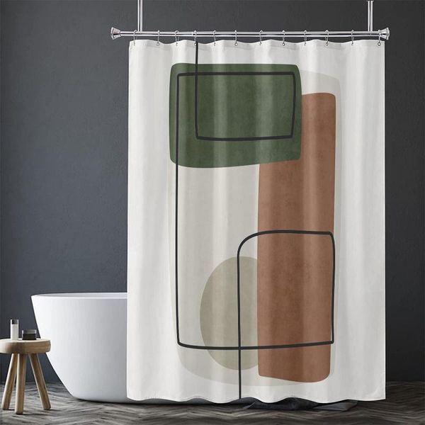 Tende da doccia colorate quadrate geometriche semplici retrò astratte tende da bagno in poliestere impermeabile di design