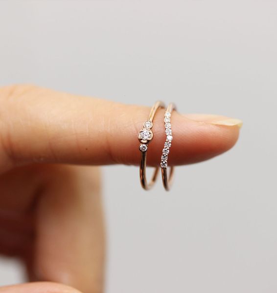 

simple women's round diamond set for ring fashion accsori, Silver