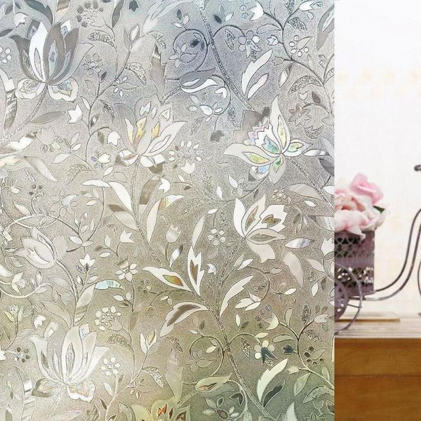 

window stickers 3d 100x45cm anti-static glass sticker opaque flower film on adhesive decor w4g0 self-adhe paper st i3g3