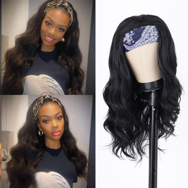

synthetic wigs long wavy headband wig for black women none replacement body wave headwraps hair 2021 fashion