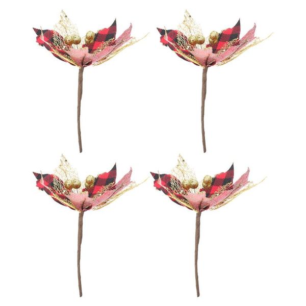 

decorative flowers & wreaths 4 pcs christmas tree cloth flower adornment artificial decor