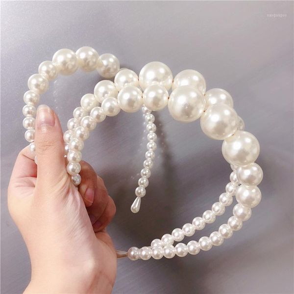

fashion luxurious plus big pearls hair hoop headband hairband for women girls gauze band accessories1